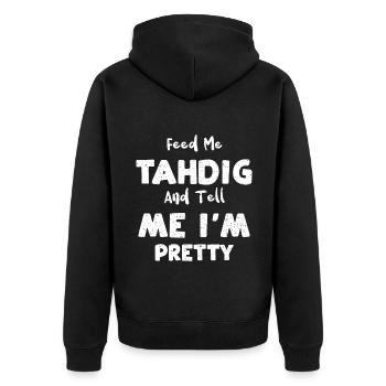 Feed Me Tahdig And Tell Me I'm P... - Unisex Premium Organic Zip Hoodie - black - Back - Nico (187cm)