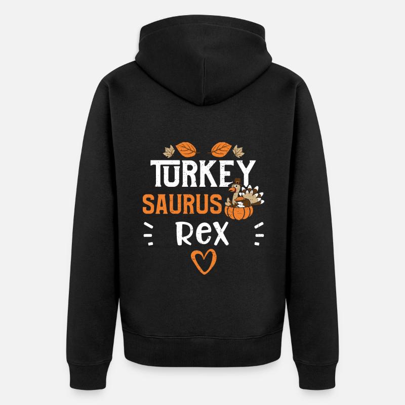 Turkey Saurus Rex - Thanksgiving - Unisex Premium Bio Zip Hoodie - Schwarz