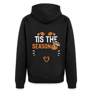 Tis The Season - Thanksgiving - Unisex Premium Organic Zip Hoodie - black - Back - Nico (187cm)