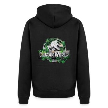 Logo Jurassic World avec T-Rex et arbres - Veste à capuche bio Premium Unisexe - noir - Dos - Nico (187cm)