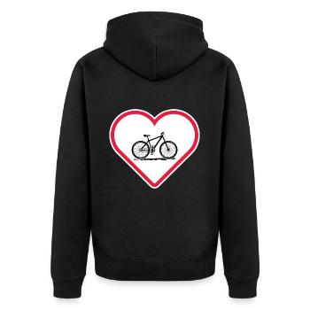 Fahrrad "bike-love" Radfahrer radfahren - Unisex Premium Bio Zip Hoodie - Schwarz - Hinten - Nico (187cm)
