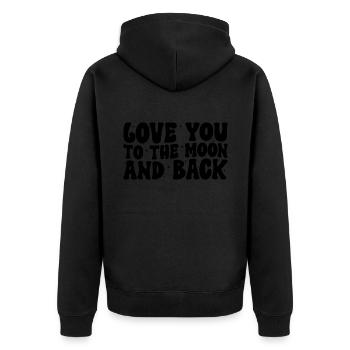 Je t’aime jusqu’à la lune et retour - Veste à capuche bio Premium Unisexe - noir - Dos - Nico (187cm)