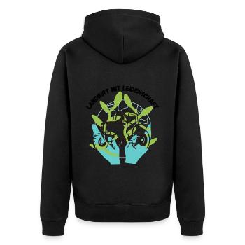 Landwirt mit Leidenschaft - Unisex Premium Bio Zip Hoodie - Schwarz - Hinten - Nico (187cm)
