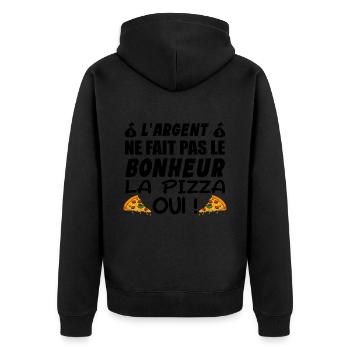 L argent Ne Fait Pas Le Bonheur La Pizza Oui - Veste à capuche bio Premium Unisexe - noir - Dos - Nico (187cm)