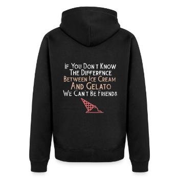 Lustiger Gelato Liebhaber Gelato Vs Eis Italienisch Des - Unisex Premium Bio Zip Hoodie - Schwarz - Hinten - Nico (187cm)