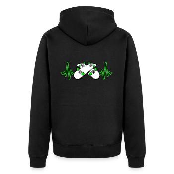 Herzschlag Skater Skateboard Skate - Unisex Premium Bio Zip Hoodie - Schwarz - Hinten - Nico (187cm)
