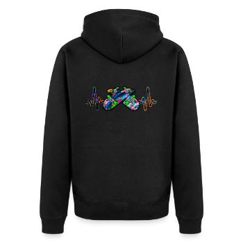 Herzschlag Skater Skateboard Skaten - Unisex Premium Bio Zip Hoodie - Schwarz - Hinten - Nico (187cm)