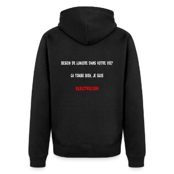 vêtements électriciens humour cadeau - Veste à capuche bio Premium Unisexe - noir - Dos - Nico (187cm)