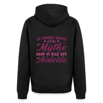 Femme Idéale est Avocate - Cadeau Humour Avocate - Veste à capuche bio Premium Unisexe - noir - Dos - Nico (187cm)