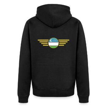 ich liebe Usbekistan, Eleganz Stil Design T-Shirt - Unisex Premium Bio Zip Hoodie - Schwarz - Hinten - Nico (187cm)
