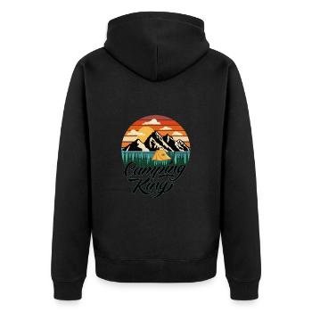 Camping King - Unisex Premium Organic Zip Hoodie - black - Back - Nico (187cm)