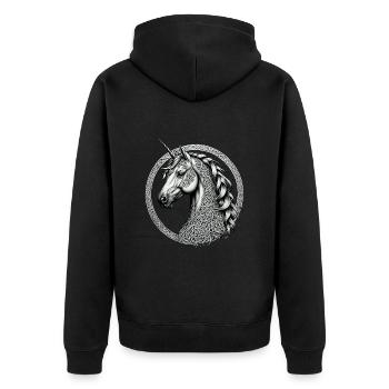 Licorne avec nœud celtique - Veste à capuche bio Premium Unisexe - noir - Dos - Nico (187cm)