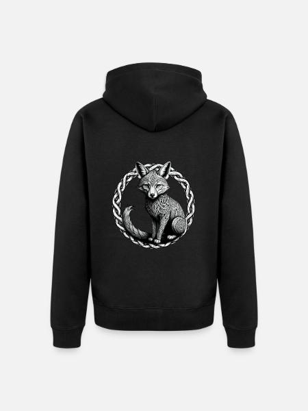 Fox with Celtic Knot 01 - Unisex Premium Organic Zip Hoodie - black