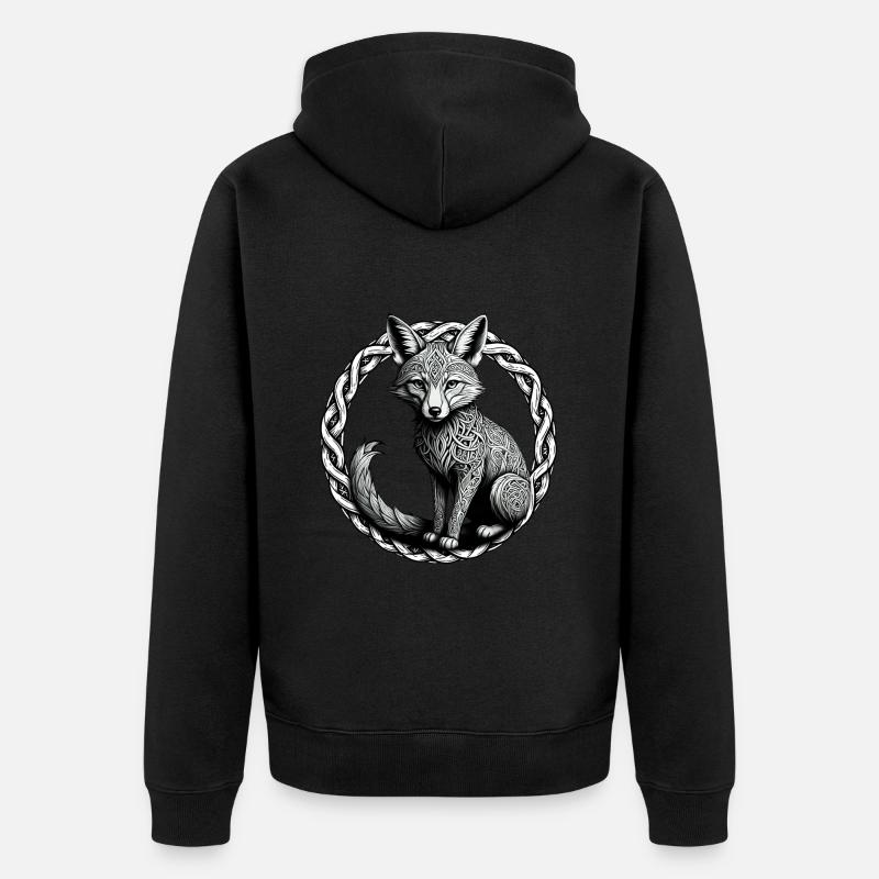 Fuchs mit keltischem Knoten 01 - Unisex Premium Bio Zip Hoodie - Schwarz