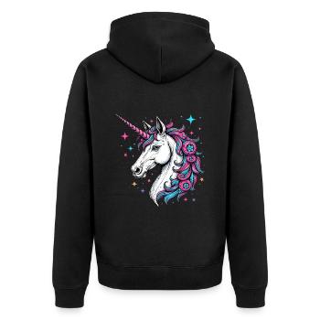 Zauberhaftes Einhorn 01 - Unisex Premium Bio Zip Hoodie - Schwarz - Hinten - Nico (187cm)