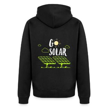 Solarenergie Sonnenkollektoren Go Solar Funny Solar Pow - Unisex Premium Bio Zip Hoodie - Schwarz - Hinten - Nico (187cm)