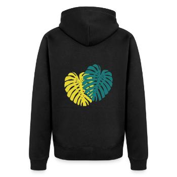 Monstera Blatt - Unisex Premium Bio Zip Hoodie - Schwarz - Hinten - Nico (187cm)