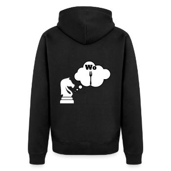 Schach Schachmatt Schachbrett Schachspiel Springer - Unisex Premium Bio Zip Hoodie - Schwarz - Hinten - Nico (187cm)