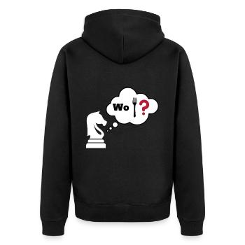 Schach Spruch Geschenk Schachmatt Queens Gambit - Unisex Premium Bio Zip Hoodie - Schwarz - Hinten - Nico (187cm)