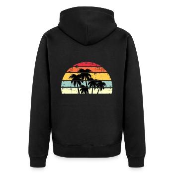 Palm Retro Sunset - Unisex Premium Organic Zip Hoodie - black - Back - Nico (187cm)
