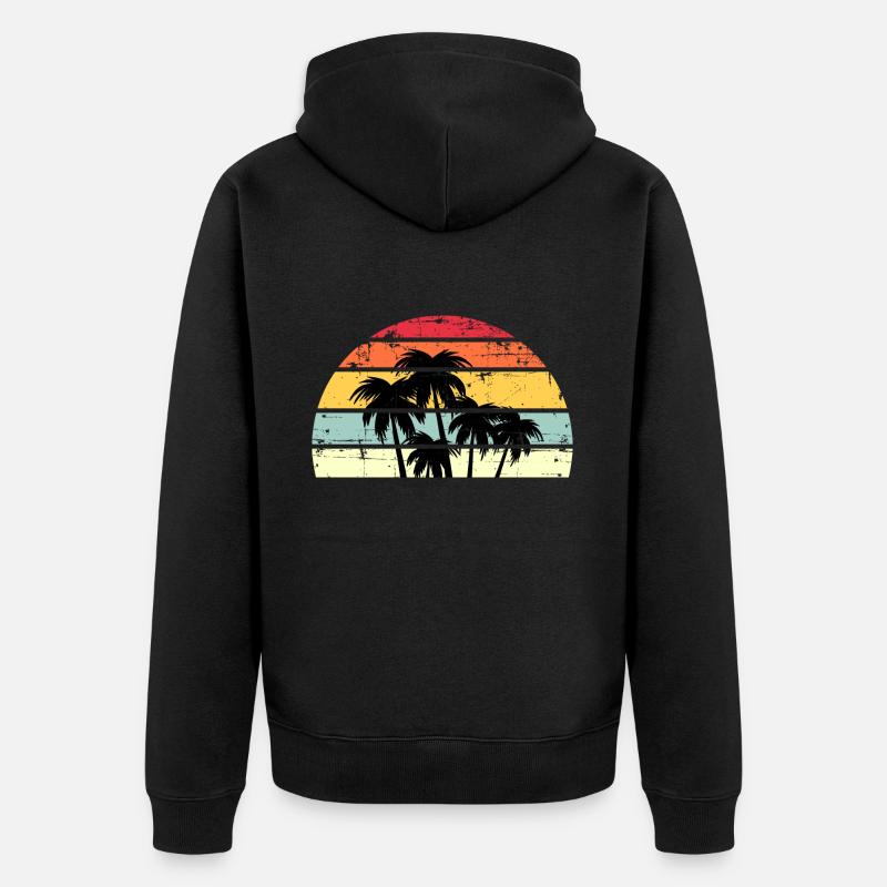 Palm Retro Coucher de soleil - Veste à capuche bio Premium Unisexe - noir