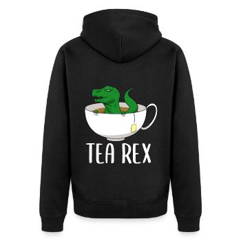 Tea Rex Tyrannosaurus Dinosaur Dino - Unisex Premium Organic Zip Hoodie - black - Back - Nico (187cm)