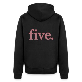 Five - 5 Years Old Birthday, 5 Year Anniversary - Unisex Premium Organic Zip Hoodie - black - Back - Nico (187cm)