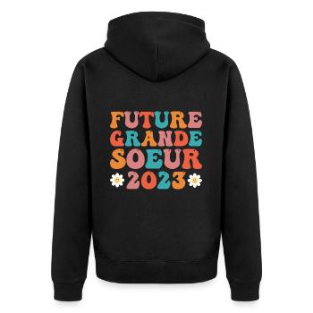 Future Big Sister 2023 Funny Birth Baby - Unisex Premium Organic Zip Hoodie - black - Back - Nico (187cm)