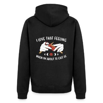 I Love That Feeling When I'm About To Cast Of - Unisex Premium Organic Zip Hoodie - black - Back - Nico (187cm)
