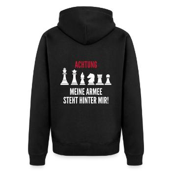 Schach Geschenk Schachspieler Schachverein - Unisex Premium Bio Zip Hoodie - Schwarz - Hinten - Nico (187cm)