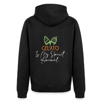 Gelato My Spirit Tier Lustiges italienisches Eis Lo - Unisex Premium Bio Zip Hoodie - Schwarz - Hinten - Nico (187cm)