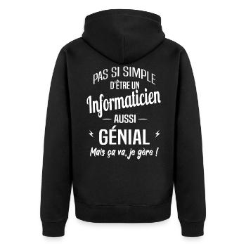 Informaticien - Veste à capuche bio Premium Unisexe - noir - Dos - Nico (187cm)