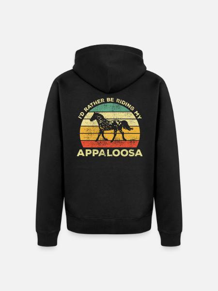Funny I'd Rather Ride My Appaloosa - Unisex Premium Organic Zip Hoodie - black