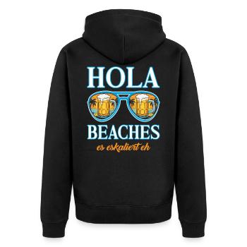 Malle Party Hola Beaches Sommer Party Männer - Unisex Premium Bio Zip Hoodie - Schwarz - Hinten - Nico (187cm)