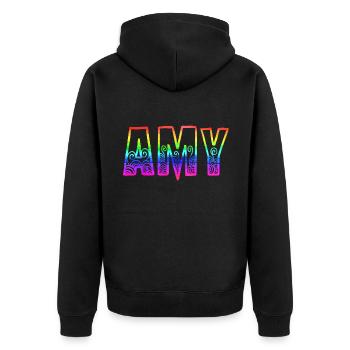 amy rs rainbow - Unisex Premium Organic Zip Hoodie - black - Back - Nico (187cm)