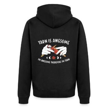Yarn Is Awesome Therefore I'm Yarn Knitting - Unisex Premium Organic Zip Hoodie - black - Back - Nico (187cm)