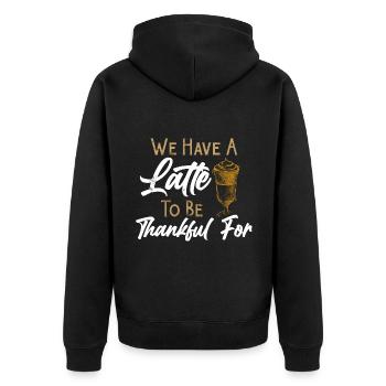 Mindset Friendly Advice Thankful Coffee Latte Insp - Unisex Premium Organic Zip Hoodie - black - Back - Nico (187cm)