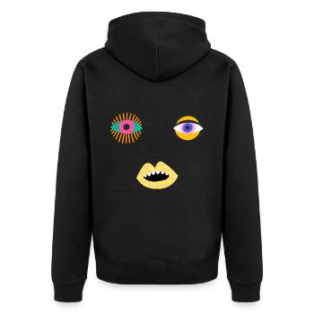 EVIL EYES Colorful Abstract Face - Unisex Premium Organic Zip Hoodie - black - Back - Nico (187cm)