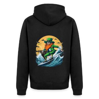 Surf de trèfle de la Saint-Patrick - Veste à capuche bio Premium Unisexe - noir - Dos - Nico (187cm)