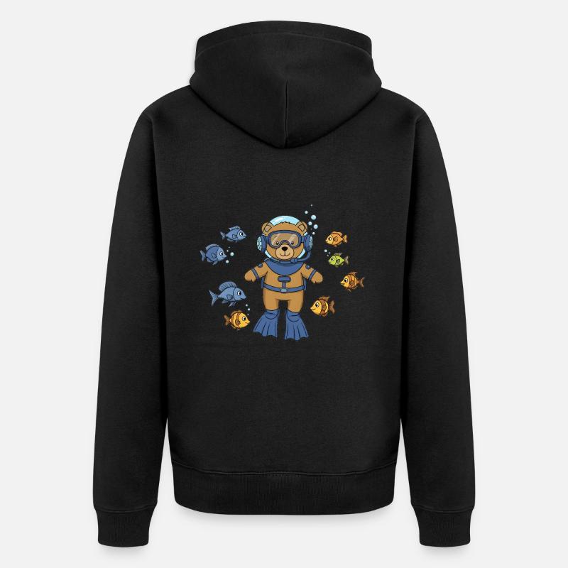 Teddy Bear Plongeur - Veste à capuche bio Premium Unisexe - noir