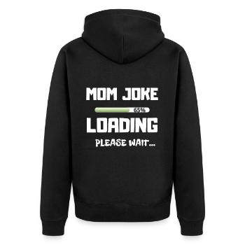 MUTTER WITZ LADEN - Unisex Premium Bio Zip Hoodie - Schwarz - Hinten - Nico (187cm)