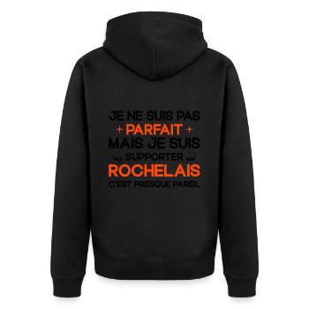 Supporter Rochelais Cadeau Rugby La Rochelle - Veste à capuche bio Premium Unisexe - noir - Dos - Nico (187cm)