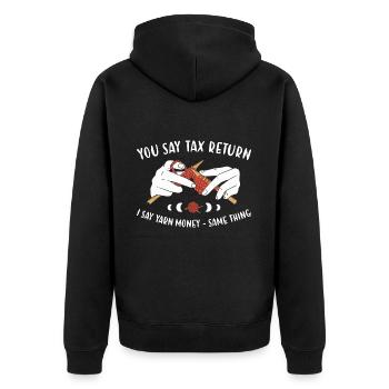 Vous dites déclaration d'impôt, je dis de l'argent à tricoter - Veste à capuche bio Premium Unisexe - noir - Dos - Nico (187cm)