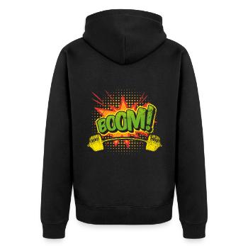 Pop Art Fitness Retro Comic Aesthetic Weightliftin - Unisex Premium Organic Zip Hoodie - black - Back - Nico (187cm)