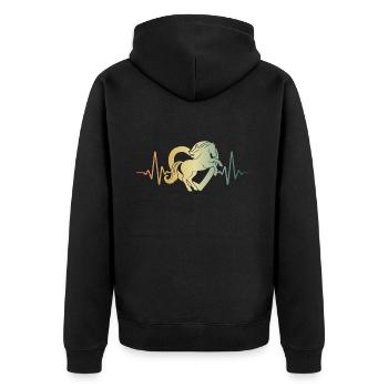 Pferd Reiten Herzschlag Reiter Reiterin Mädchen - Unisex Premium Bio Zip Hoodie - Schwarz - Hinten - Nico (187cm)