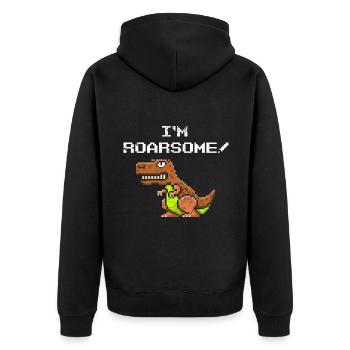 Pixelated Dinosaur Pun I'm Roarsome Retro Funny T- - Unisex Premium Bio Zip Hoodie - Schwarz - Hinten - Nico (187cm)