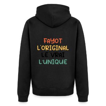 Fayot, L'original, Le Vrai, L'unique - Veste à capuche bio Premium Unisexe - noir - Dos - Nico (187cm)