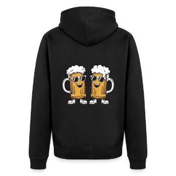 Zwei lustige Bierkrüge mit Sonnenbrille Bier - Unisex Premium Bio Zip Hoodie - Schwarz - Hinten - Nico (187cm)