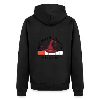 Hexenhut Spruch Halloween Loading Please Wait - Unisex Premium Organic Zip Hoodie - black - Back - Nico (187cm)