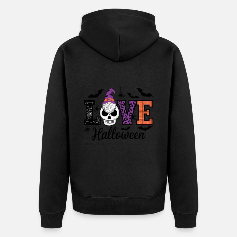 Halloween amour lettrage Gnome - Veste à capuche bio Premium Unisexe - noir